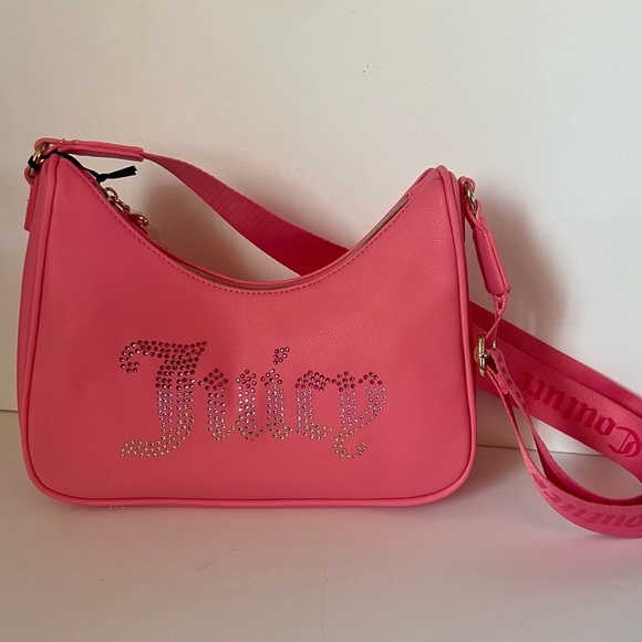 Juicy Couture Handbags - Juicy Couture NWT Pink Obsession Crescent Style Shoulder Bag with Rhinestones